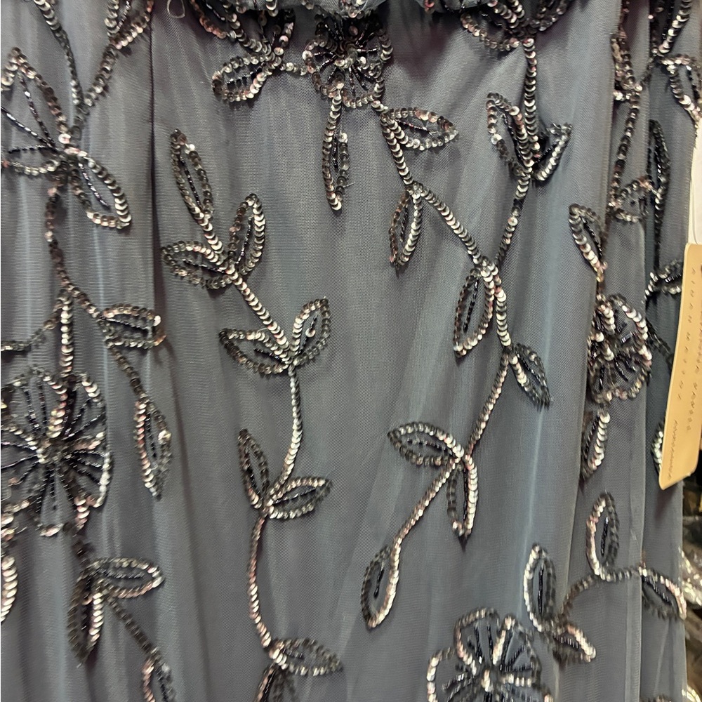 Adrianna Papell SZ 22W NWT Beaded Mesh Evening Gown MOB Short Sleeve Elegant MOG - Picture 14 of 16
